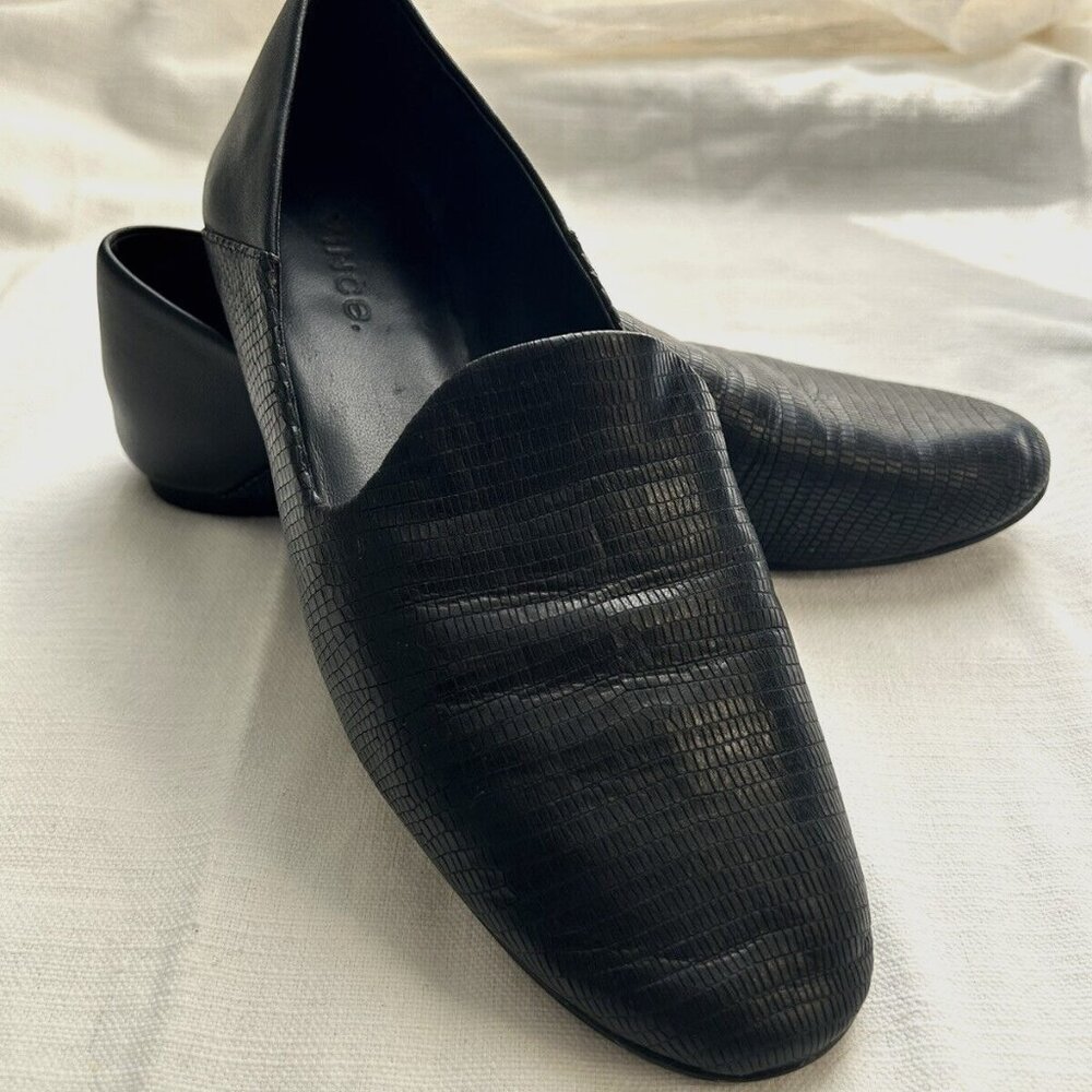 Vince black leather snakeskin flats Womens shoes size 6.5 36.5